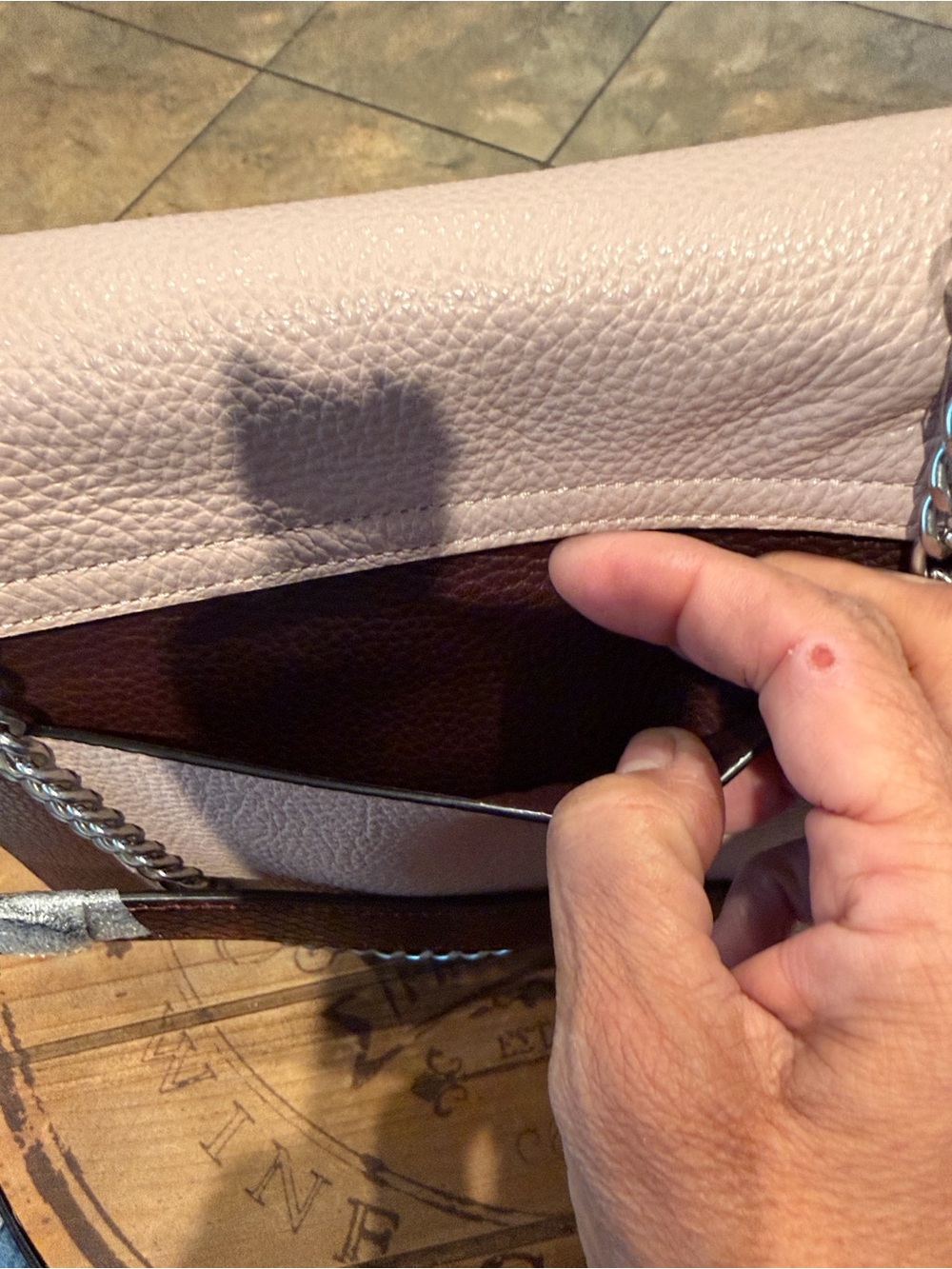 Coach Two-Tone Pebbled Leather Shoulder Bag in Dusty Pink & Burgundy - Picture 7 of 10